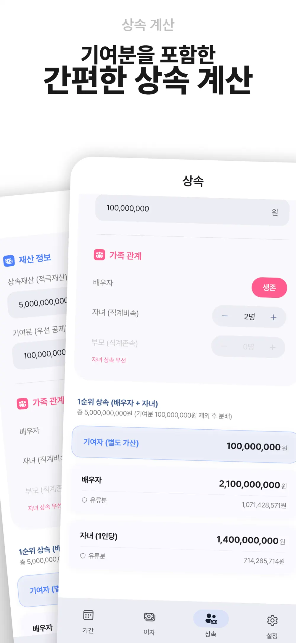 Inheritance, costs and lost earnings screen