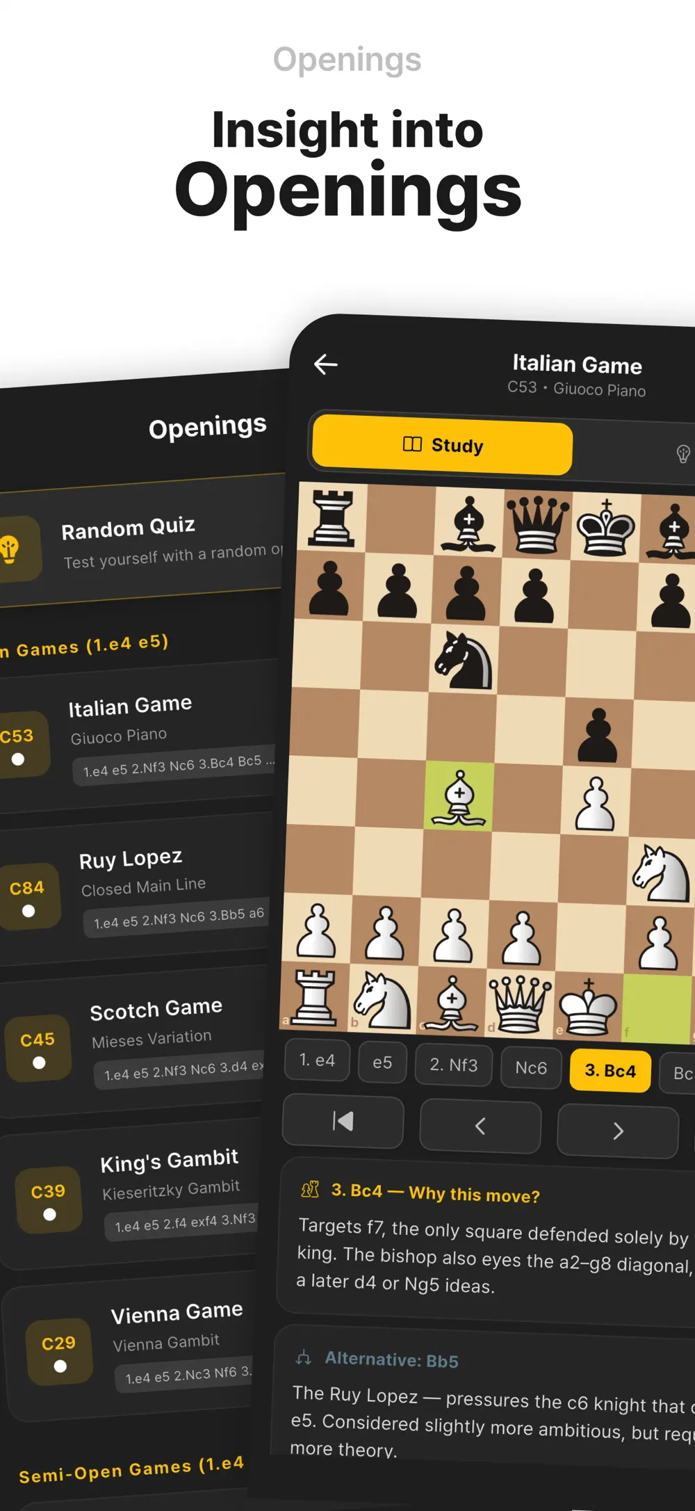 Detailed game review screen