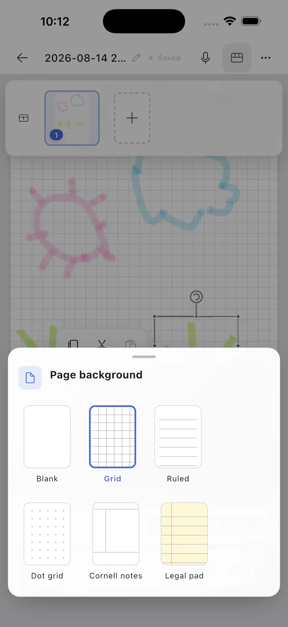 Six page templates that can be mixed inside one notebook