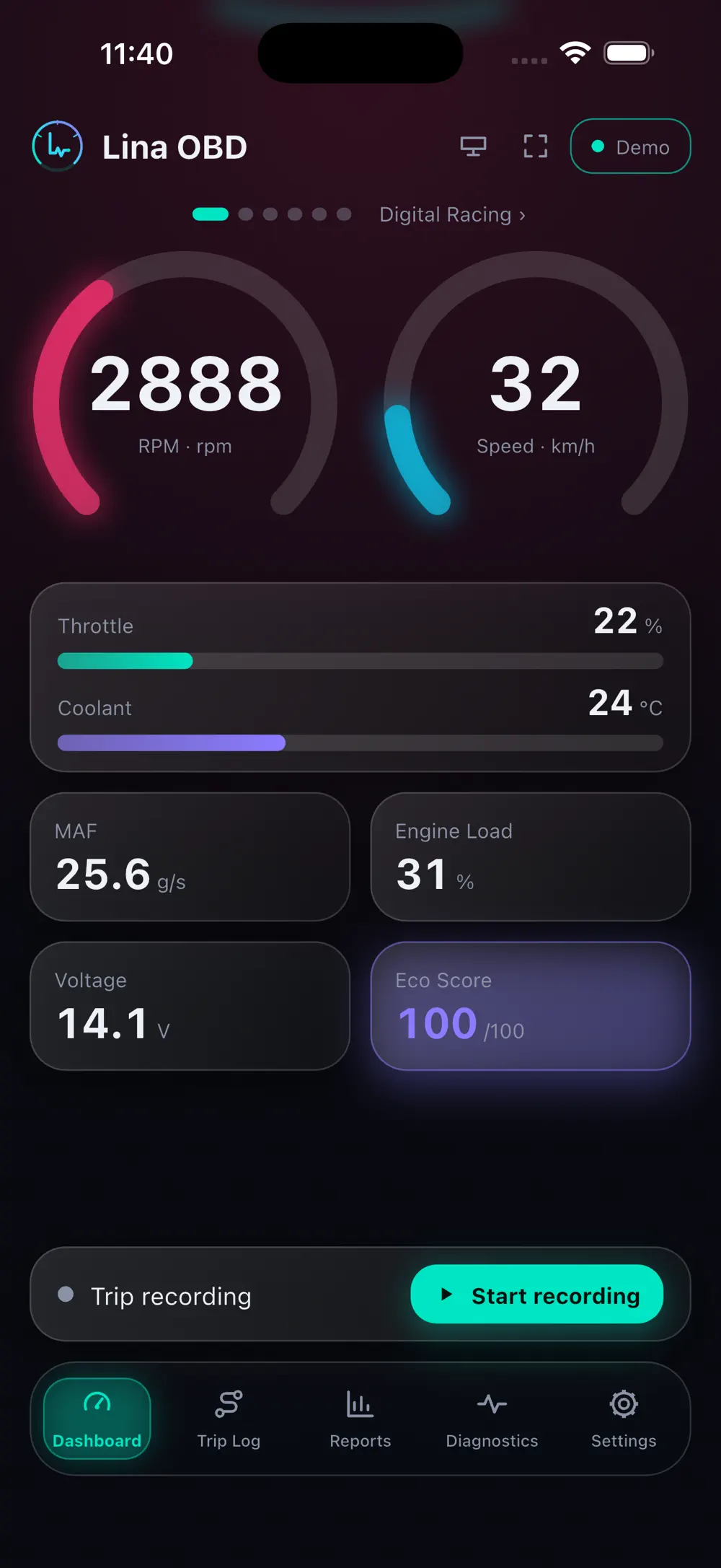 Lina OBD app preview
